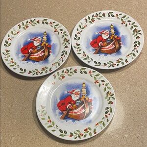 Royal Norfolk Santa Plates with Red and Green Accents